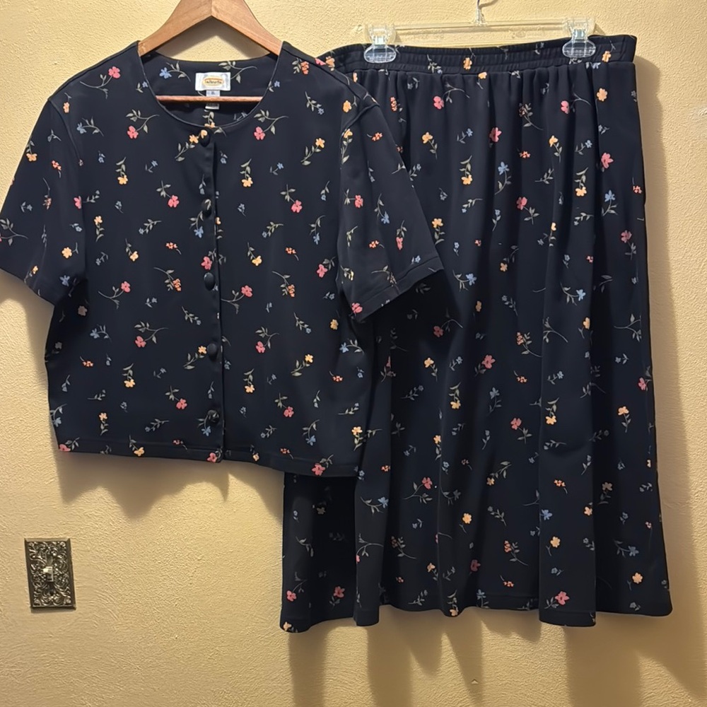 Talbots Black Midi A-line Skirt Set Casual